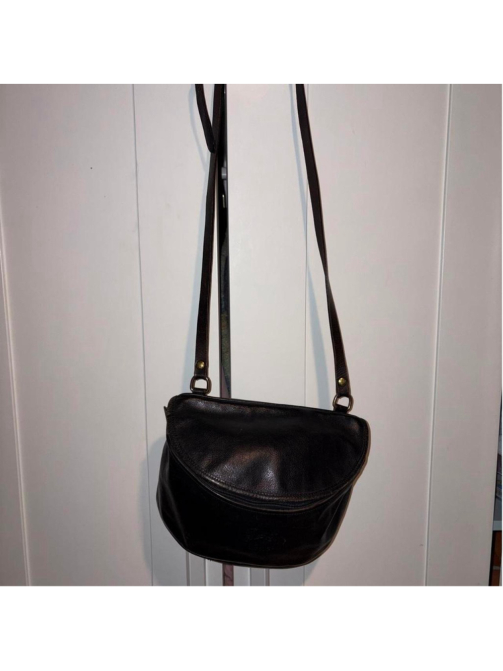 #Vintage #IlBisonte canteen style brown/Black leather crossbody bag - Picture 2 of 5